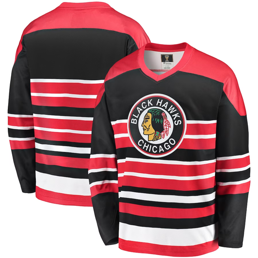 Men's Chicago Blackhawks Red/Black Premier Breakaway Heritage Blank Jersey1