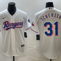 Men's Texas Rangers Max Scherzer #31 White Home Replica Player Jersey1