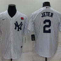 Men's New York Yankees Derek Jeter #2 White Replica Player Jersey1