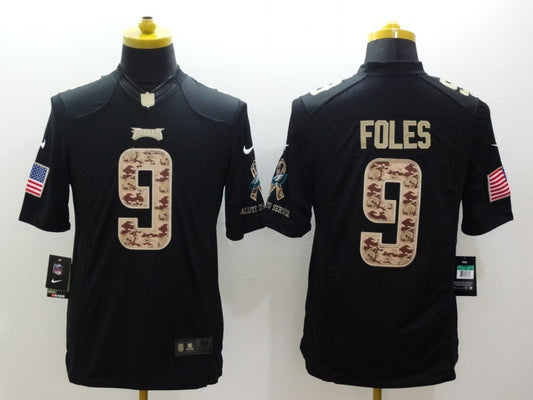 Men's Philadelphia Eagles Nick Foles #9 Black Player Game Jersey1