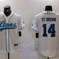 Men's Detroit Lions Amon-Ra St. Brown #14 White Player Jersey1