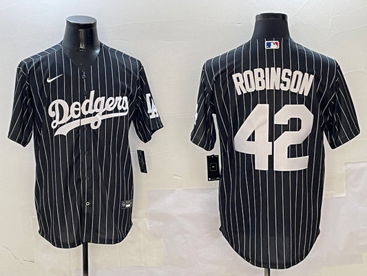 Men's Los Angeles Dodgers Jackie Robinson #42 Black Alternate Limited Player Jersey1