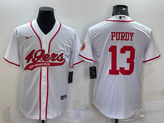 Men's San Francisco 49ers Brock Purdy #13 White Game Jersey1 Joint Edition