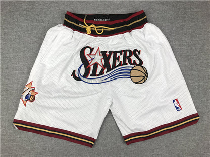 Men's Philadelphia 76ers White 1996-97 Hardwood Classics Basketball Shorts1