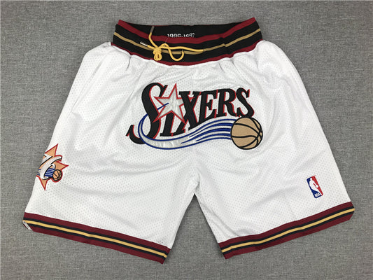 Men's Philadelphia 76ers White 1996-97 Hardwood Classics Basketball Shorts1