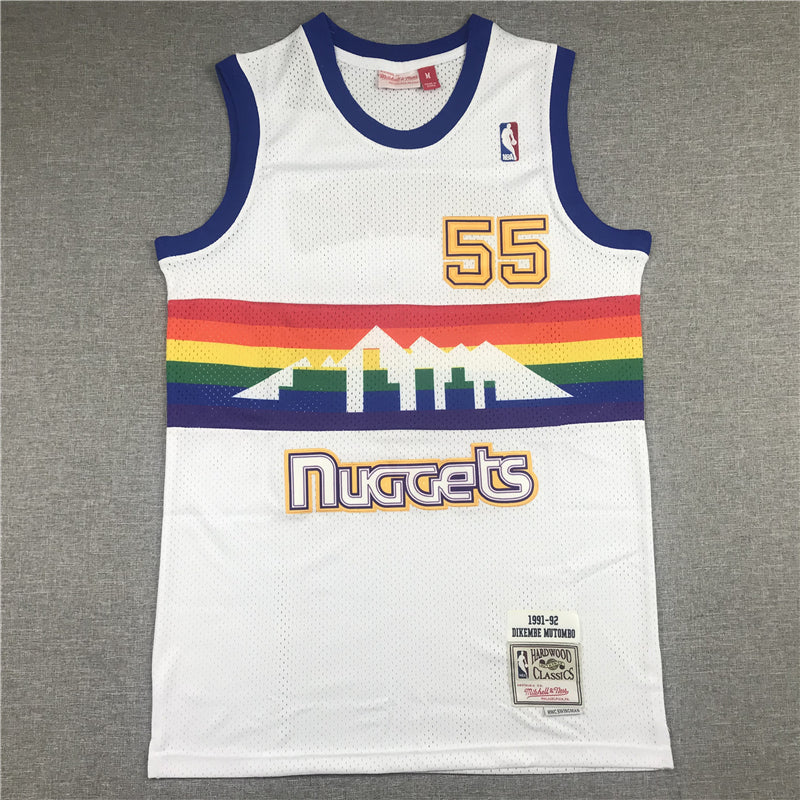 Men's Denver Nuggets Dikembe Mutombo 1991-92 White Hardwood Classics Swingman Jersey1