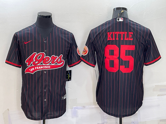 Men's San Francisco 49ers George Kittle #85 Black Player Game Jersey1 Joint Edition