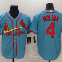 Men's St. Louis Cardinals #4 Yadier Molina Majestic Horizon Blue Jersey1