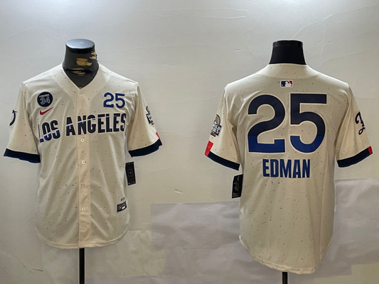 Men's Los Angeles Dodgers Tommy Edman #25 Cream 2024 City Connect Limited Player Jersey1