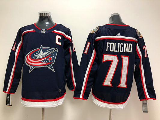 Men's Columbus Blue Jackets Nick Foligno #71 Navy Home Breakaway Player Jersey1