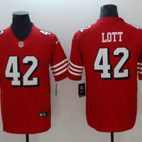 Men's San Francisco 49ers Ronnie Lott #42 Red Game Player Jersey1