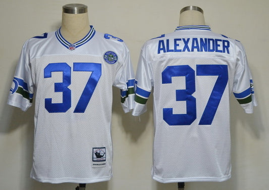 Men's Seattle Seahawks Shaun Alexander Mitchell & Ness White Legacy Replica Jersey1
