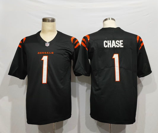Men's Cincinnati Bengals Ja'Marr Chase #1 Black Game Jersey2