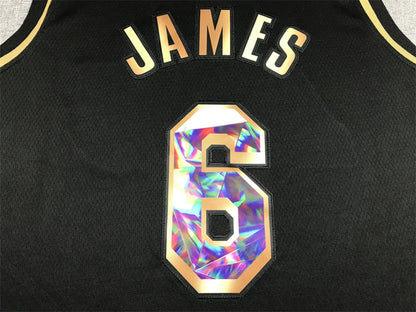 Men's Los Angeles Lakers LeBron James #6 Black Swingman Player Jersey1
