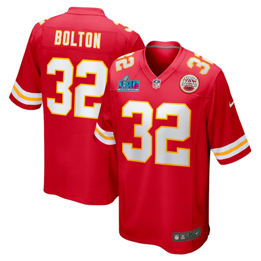 Men's Kansas City Chiefs Nick Bolton #32 Red Super Bowl LVII Patch Game Jersey1