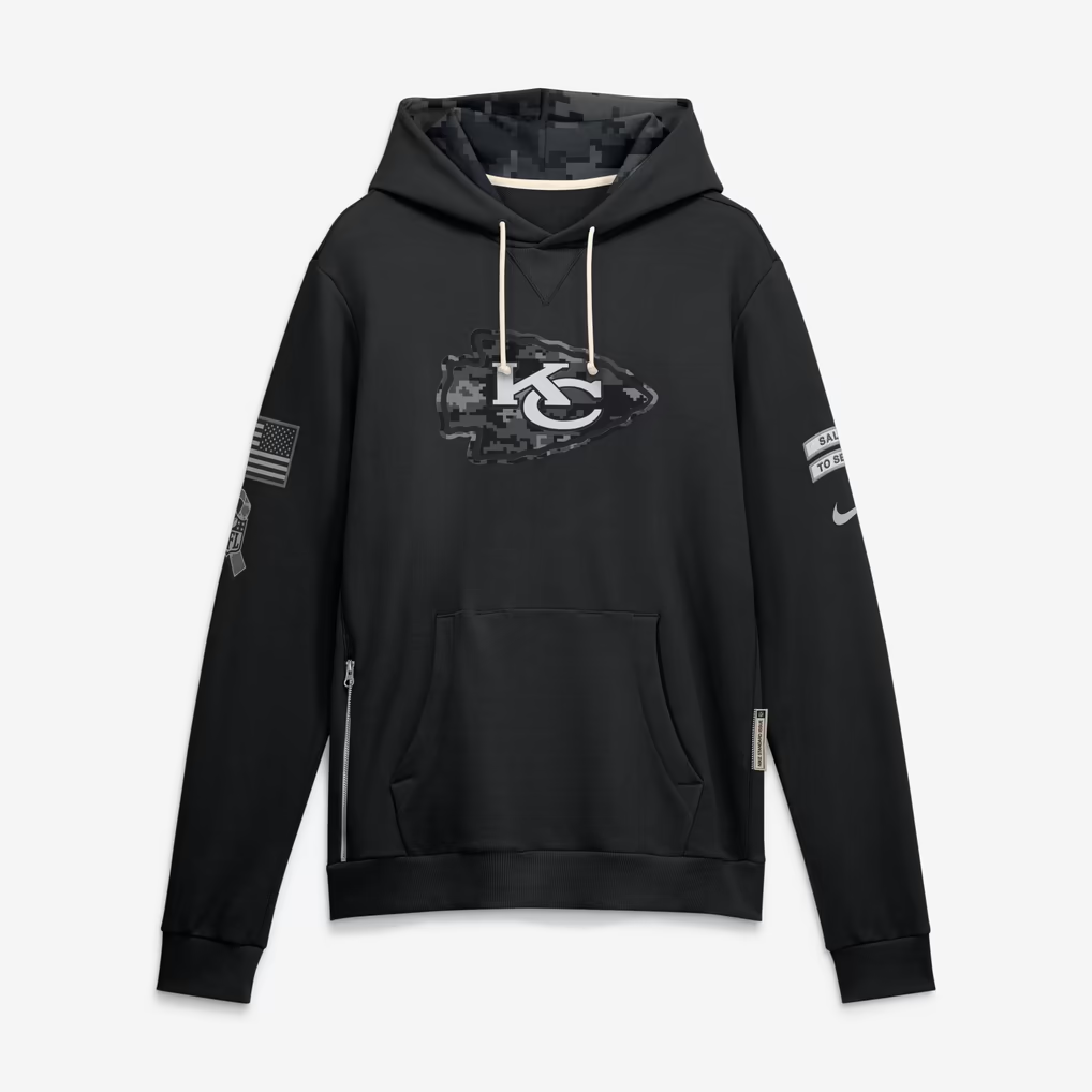 Men's Kansas City Chiefs Black 2026 Salute to Service Sideline Dri-FIT Pullover Hoodie