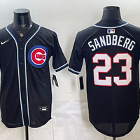 Men's Chicago Cubs Ryne Sandberg #23 Fashion Replica Black Out Jersey