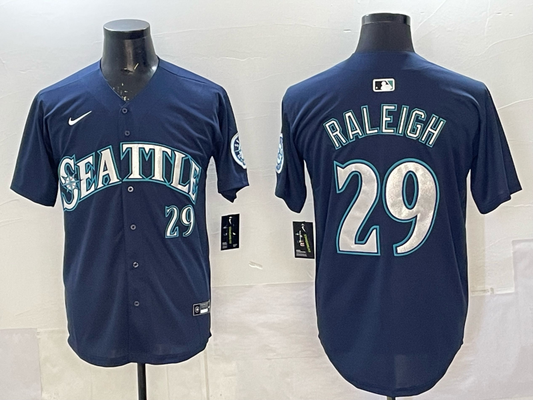 Men's Seattle Mariners Cal Raleigh #29 Navy Limited Player Jersey