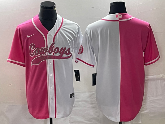 Men's Dallas Cowboys Pink/White Blank Jersey1
