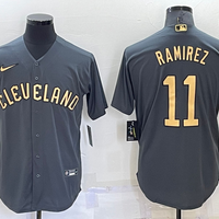 Men's Cleveland Guardians Jose Ramirez #11 Gray Replica Player Jersey1