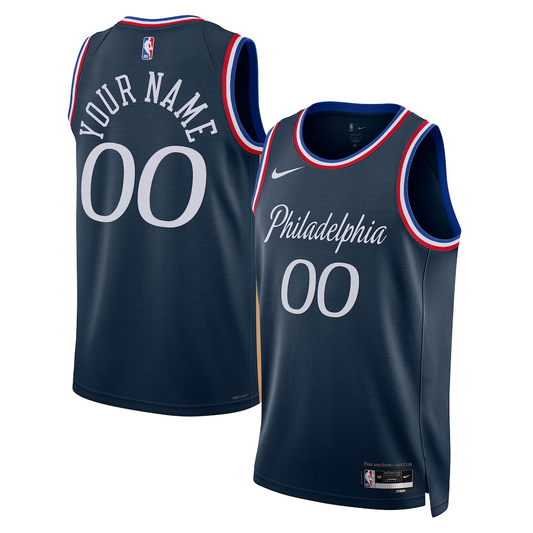 Men's Philadelphia 76ers Navy 2025/26 City Edition Swingman Custom Jersey