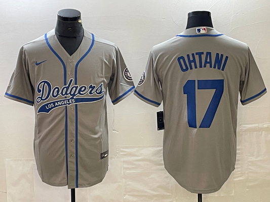 Men's Los Angeles Dodgers Shohei Ohtani #17 Gray Game Jersey1 Joint Edition