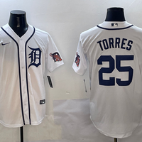 Men's Detroit Tigers Gleyber Torres #25 White Home Replica Player Jersey1
