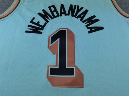 Men's San Antonio Spurs Victor Wembanyama #1 Light Blue 2024/25 Swingman Player Jersey1 - City Edition