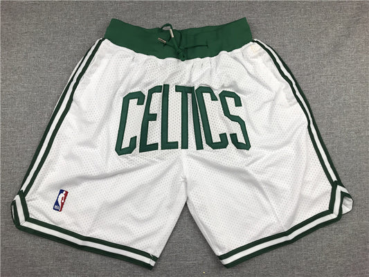 Men's Boston Celtics White Basketball Retro Shorts1