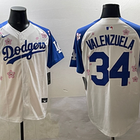 Men's Los Angeles Dodgers1 Fernando Valenzuela White Game Jersey