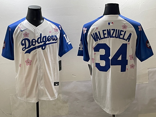 Men's Los Angeles Dodgers Fernando Valenzuela White Game Jersey1