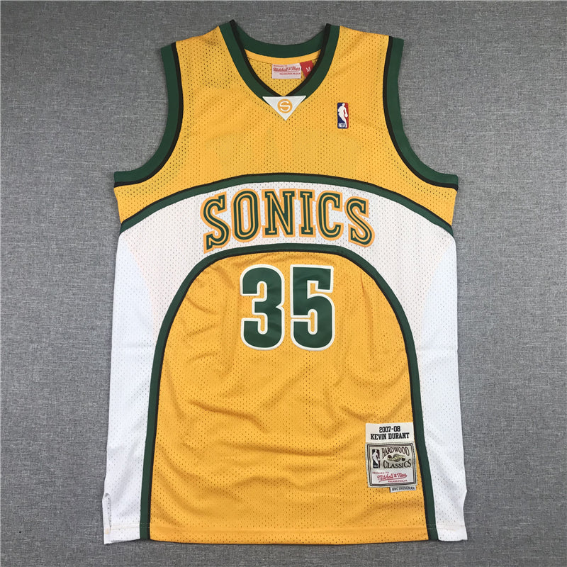 Kevin Durant Seattle SuperSonics 2007-08 Yellow Hardwood Classics Swingman Jersey - JerseysFreak