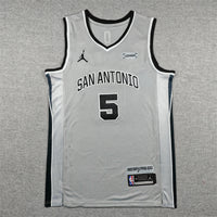 Men's San Antonio Spurs Stephon Castle #5 Silver Swingman Jersey - Statement Edition