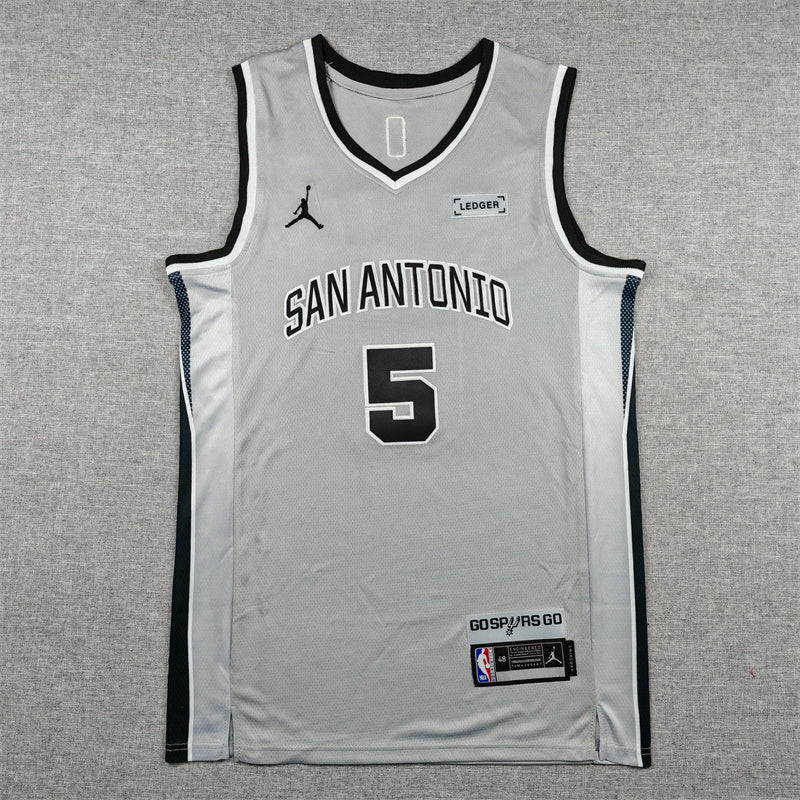 Men's San Antonio Spurs Stephon Castle #5 Silver Swingman Jersey - Statement Edition