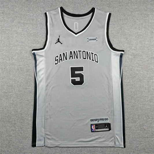 Men's San Antonio Spurs Stephon Castle #5 Silver Swingman Jersey - Statement Edition