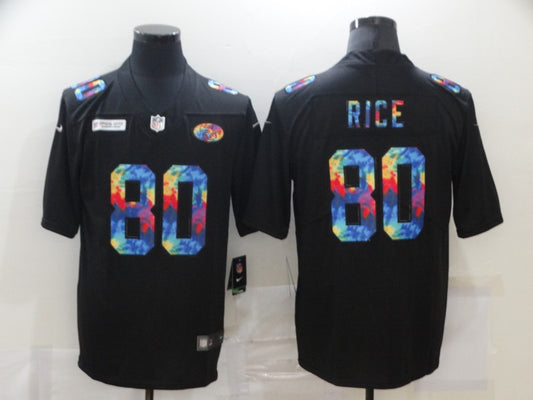 Men's San Francisco 49ers Jerry Rice #80 Black Player Game Jersey1