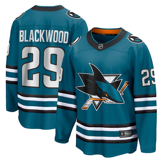 Men's San Jose Sharks Mackenzie Blackwood #29 Teal Home Breakaway Jersey1
