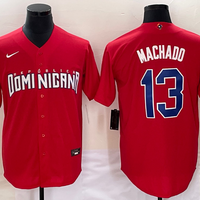 Men's 2023 World Baseball Classic #13 Manny Machado Dominican Republic Red Jersey1