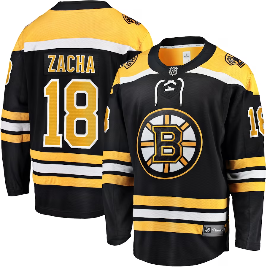 Men's Boston Bruins Pavel Zacha #18 Black Replica Player Jersey1