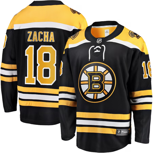 Men's Boston Bruins Pavel Zacha #18 Black Replica Player Jersey1
