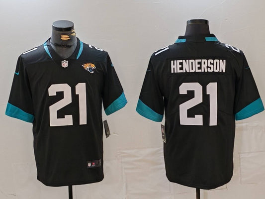 Men's Jacksonville Jaguars CJ Henderson #21 Black Game Player Jersey1