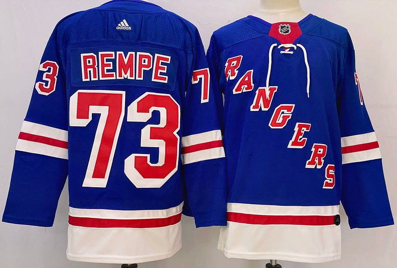 Men's New York Rangers Matt Rempe #73 Blue Player Jersey1