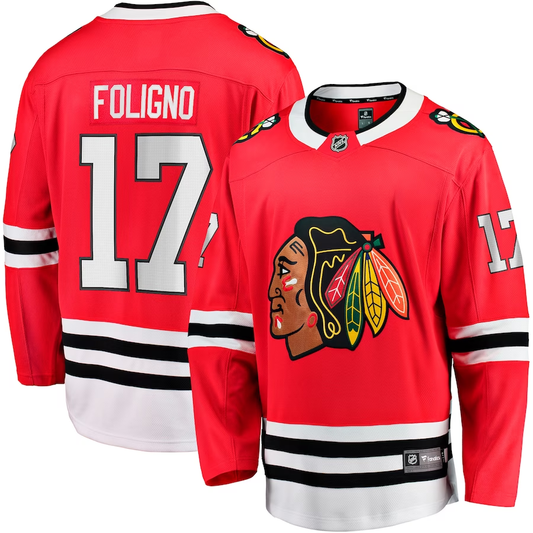 Men's Chicago Blackhawks Nick Foligno #17 Red Home Breakaway Jersey1