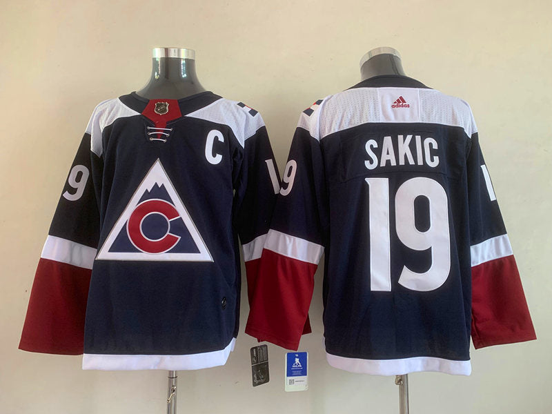 Men's Colorado Avalanche Joe Sakic #19 Navy Breakaway Player Jersey1