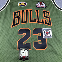 Michael Jordan Chicago Bulls Army Green Jersey - 3