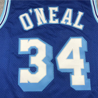 Men's Los Angeles Lakers Shaquille O'Neal Blue Hardwood Classics Swingman Jersey1