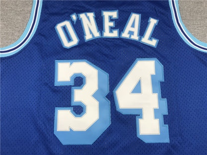 Men's Los Angeles Lakers Shaquille O'Neal Blue Hardwood Classics Swingman Jersey1