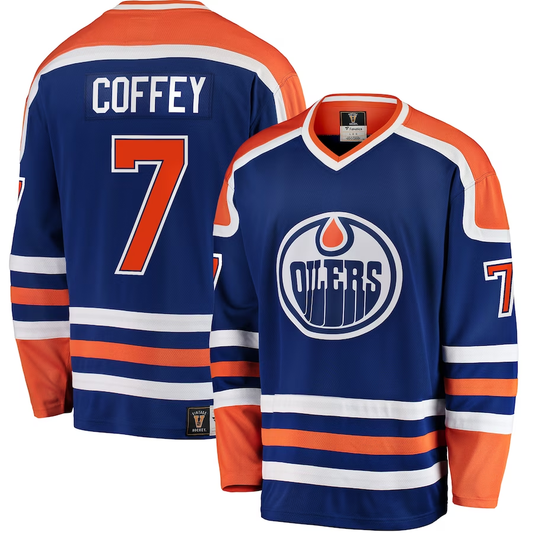 Men's Edmonton Oilers Paul Coffey #7 Blue Breakaway Player Jersey1
