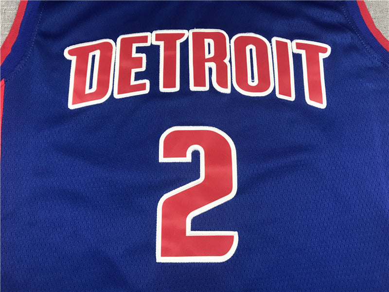 Men's Detroit Pistons Cade Cunningham #2 Blue 2021 Fast Break Replica Jersey1