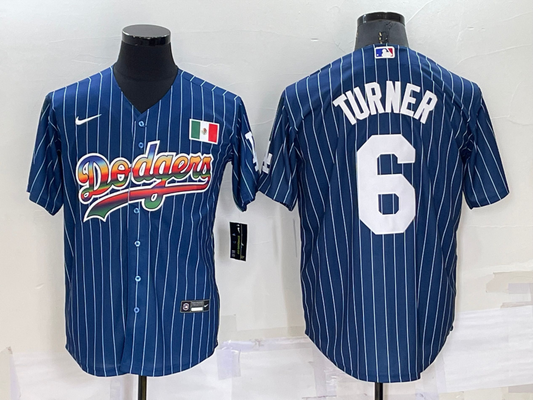 Men's Los Angeles Dodgers Trea Turner #6 Blue Stitched Jersey1